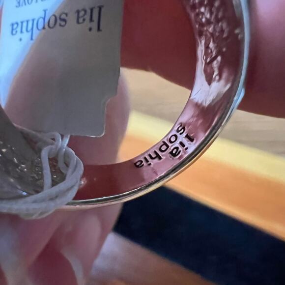 Lia Sophia Green Abalone Ring Silver Tone Chunky NEW NWT Beautiful Signed Size 9 - Picture 5 of 7